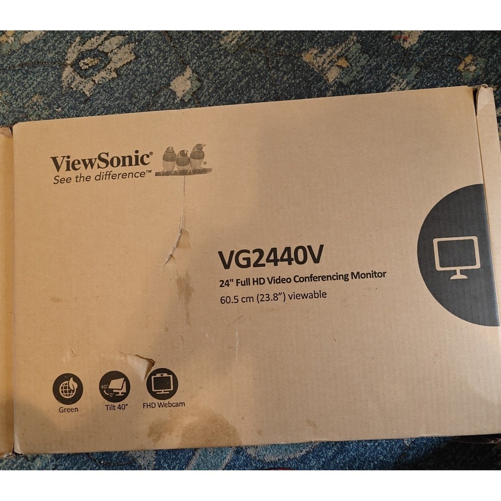ViewSonic VG2440V 24in Monitor 1080p IPS Webcam Ergonomic Office Display New